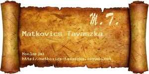 Matkovics Tavaszka névjegykártya